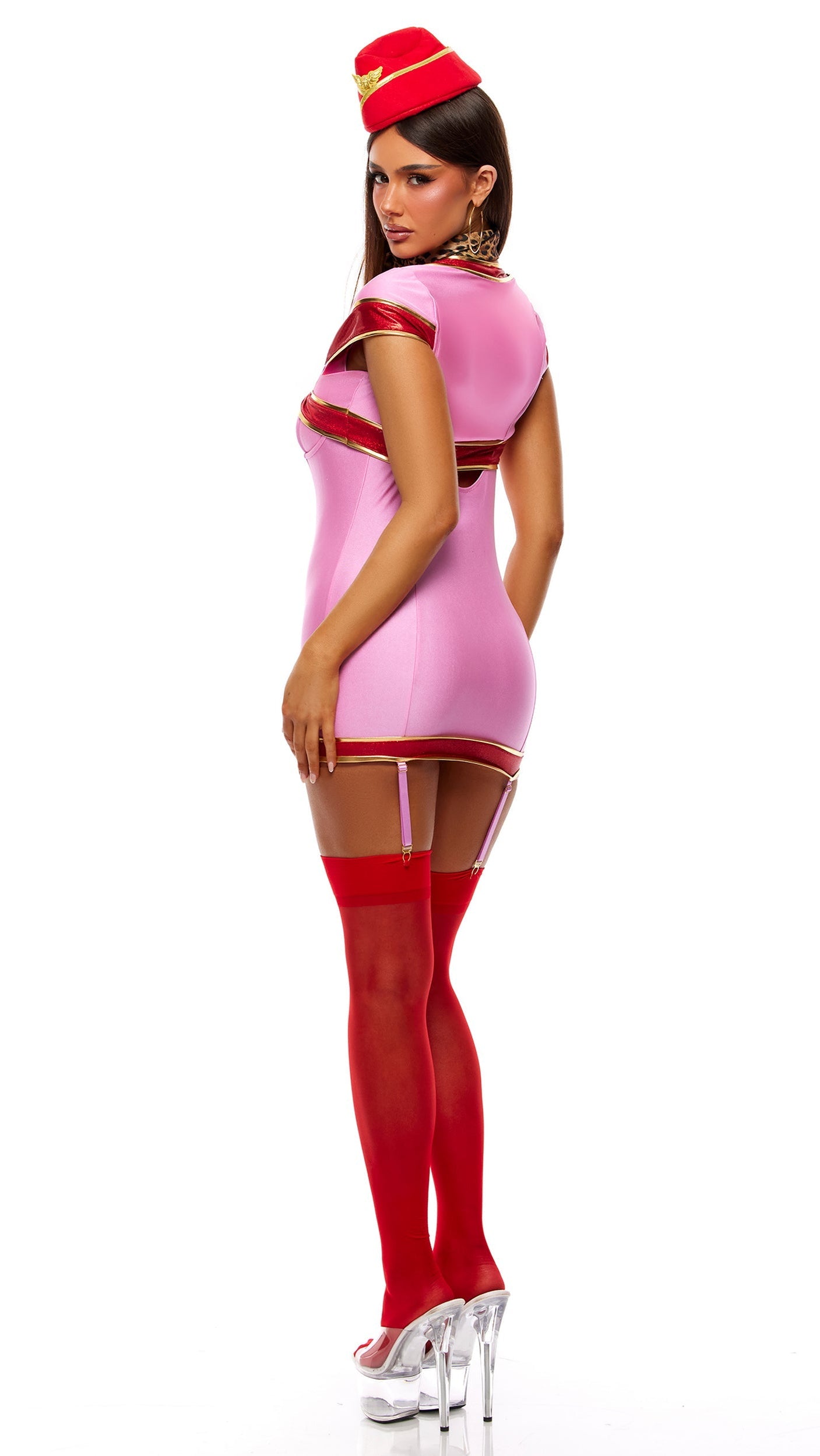 Pink Vintage Stewardess Halloween Costume