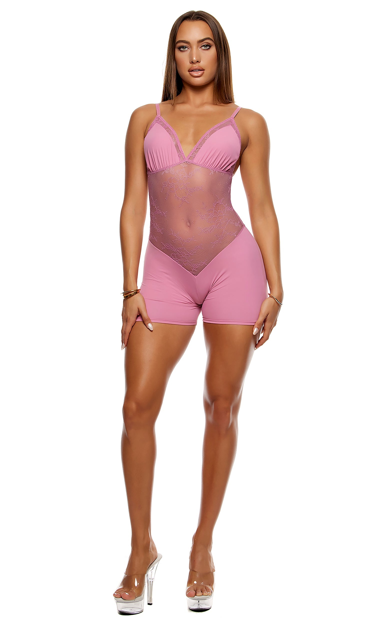 Take It Easy Lounge Lace Romper - Mauve