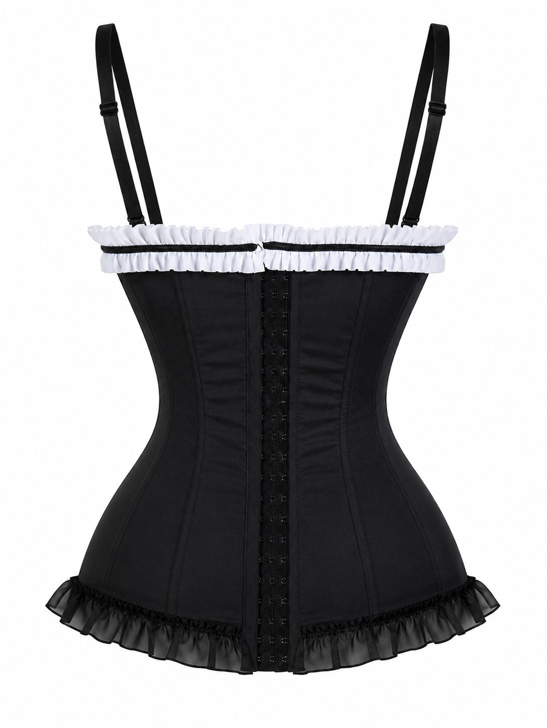 Black Parlor Maid Lace-Up Corset Halloween Costume