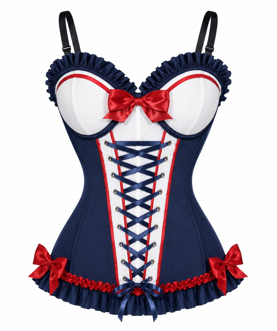 Navy Red Nautical Pinup Corset Halloween Costume