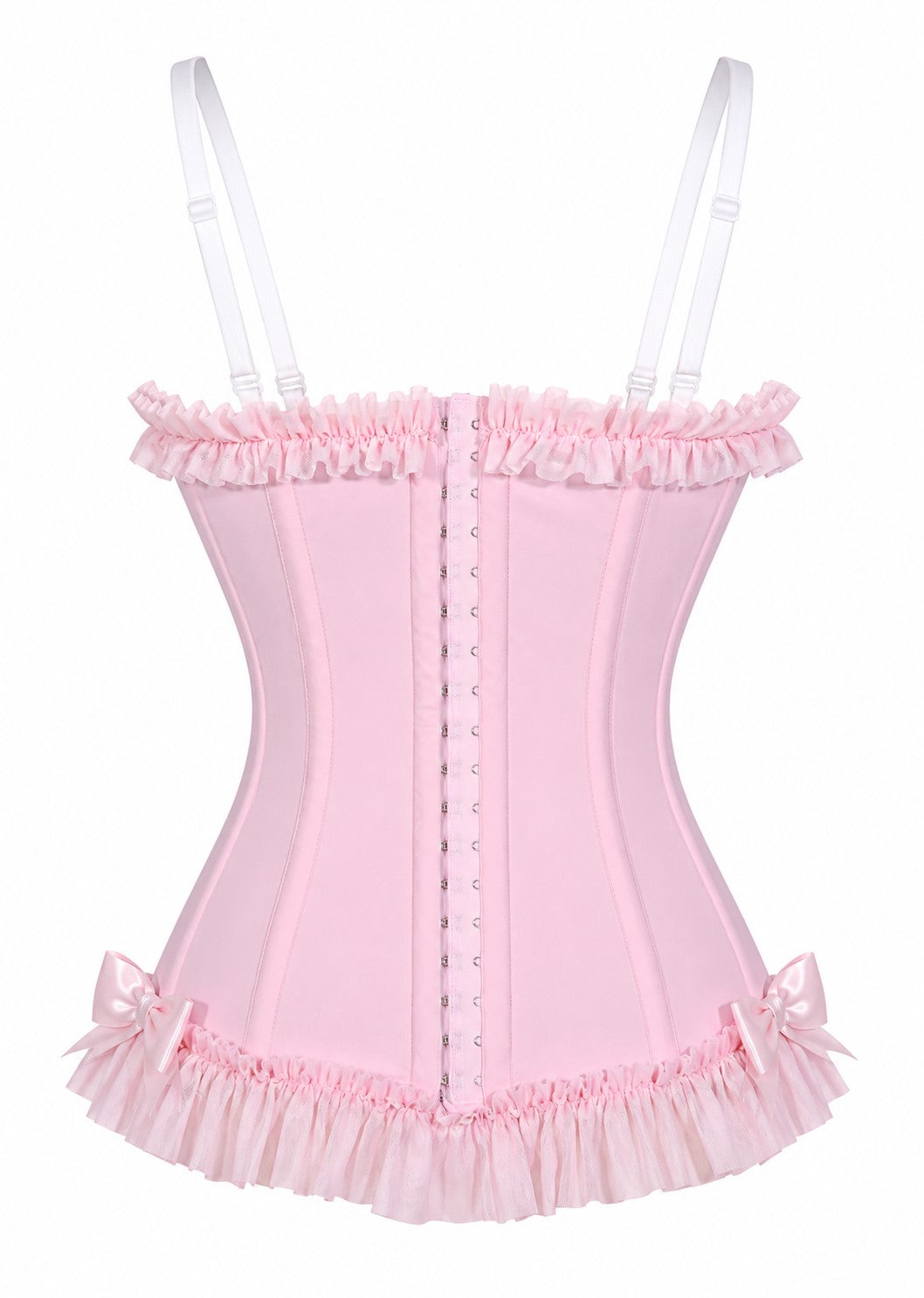 Light pink back corset with adjustable shoulder straps and center vertical lace-up