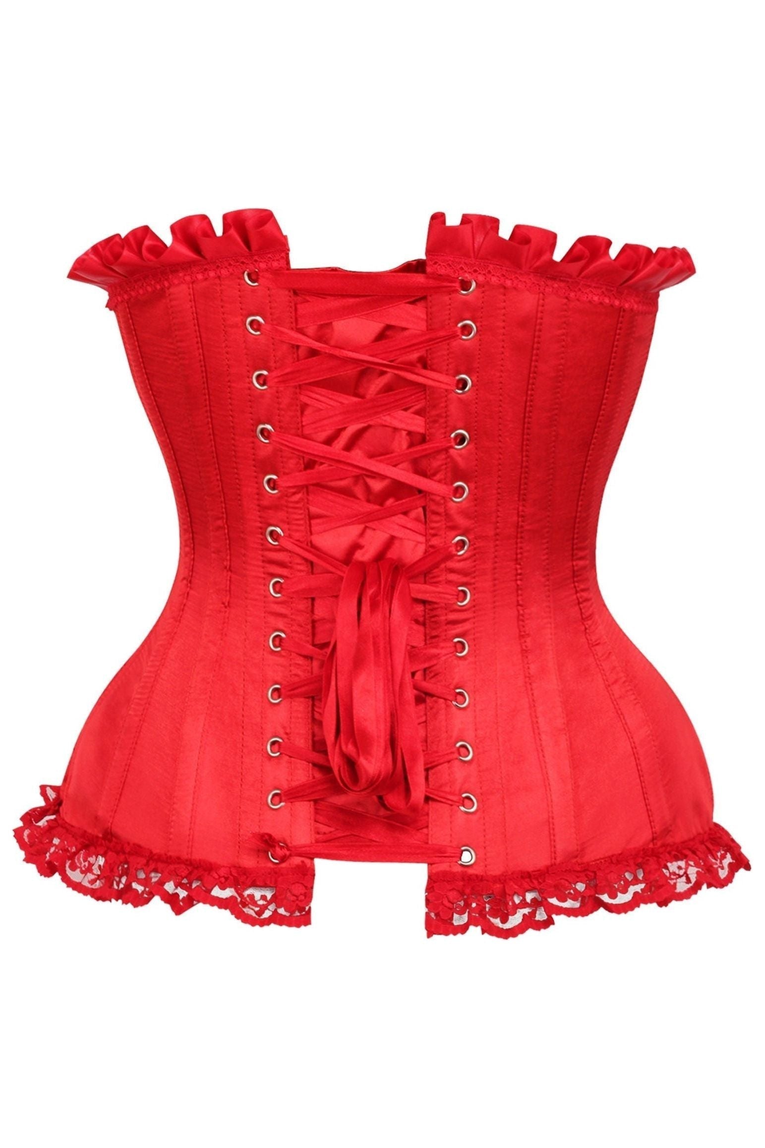 Vintage-Inspired Red Satin Burlesque Corset