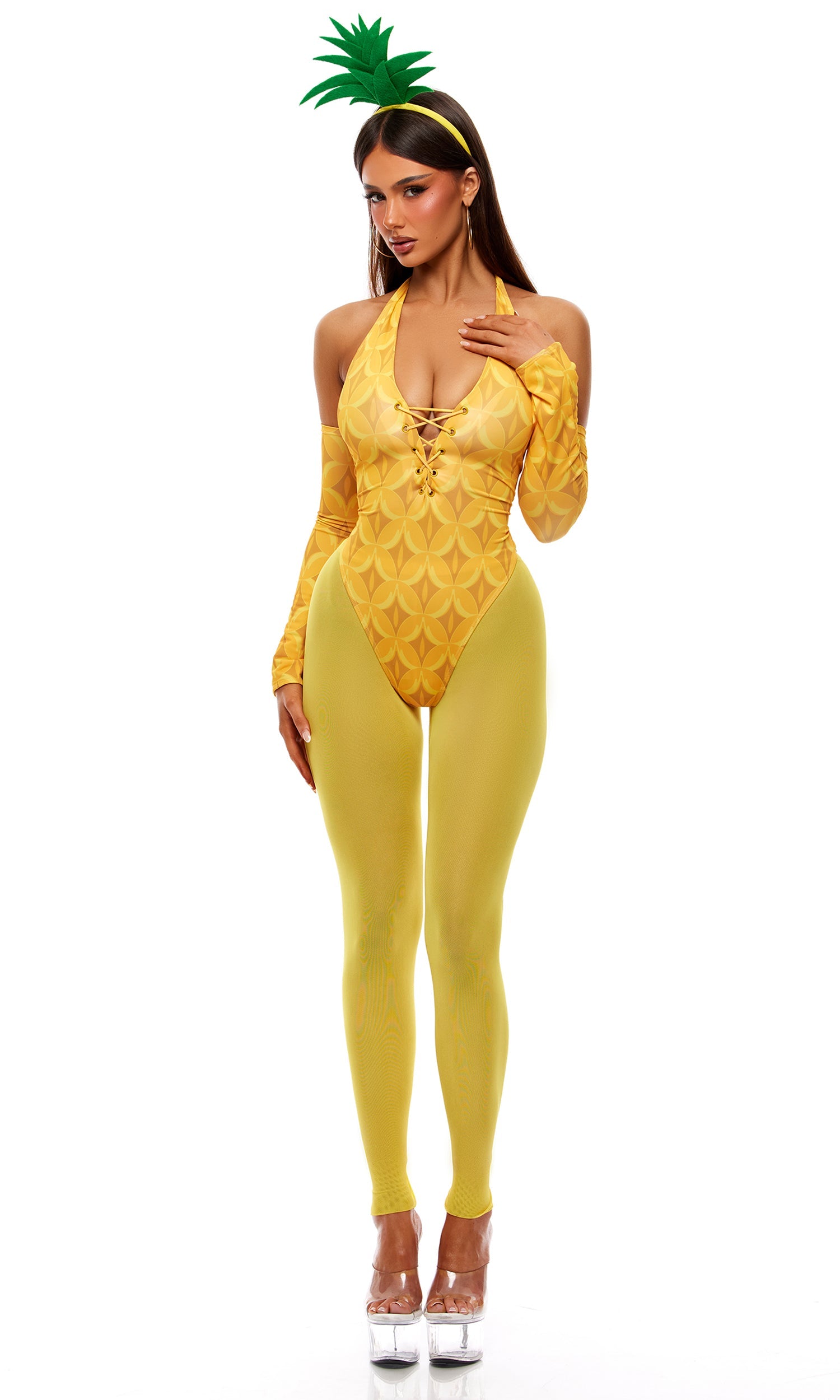 Yellow Pineapple Fruit Print Women's Halloween Costume