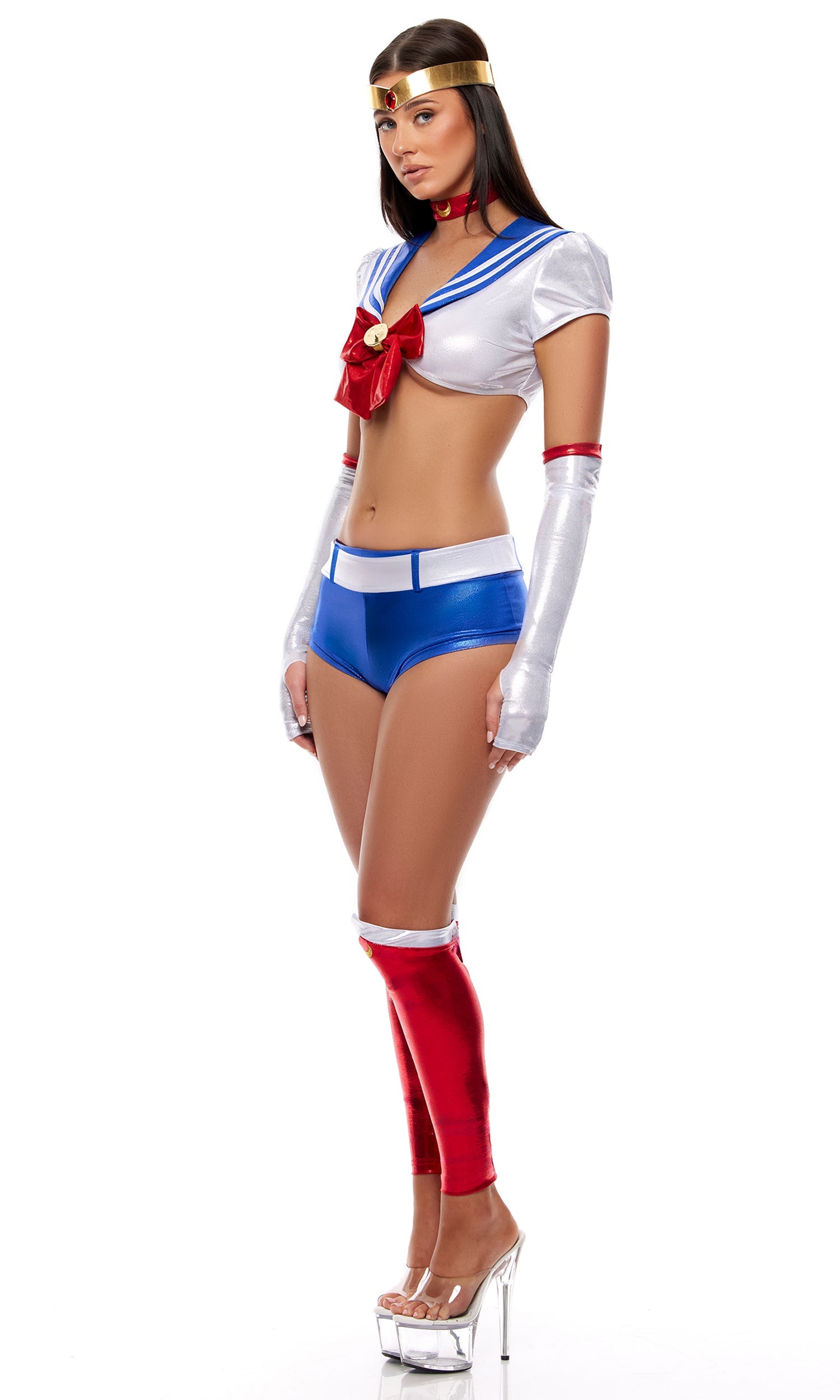 Sexy Lunar Scout 8-Piece White Anime Sailor Halloween Costume