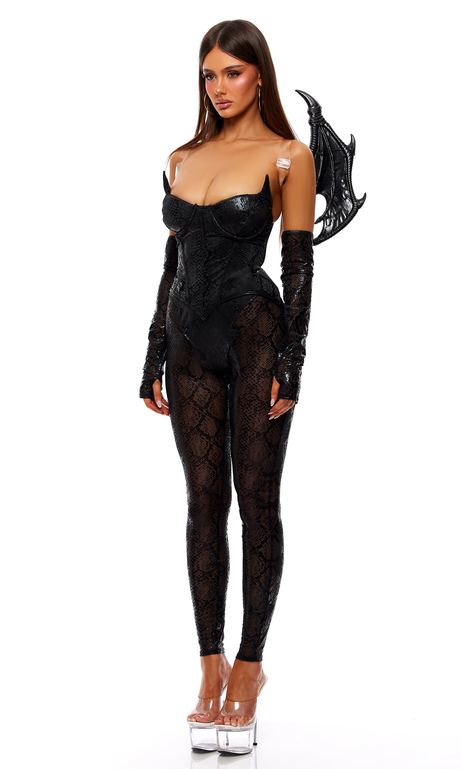 Sexy Obsidian Dragoness 4-Piece Iridescent Scale Halloween Costume