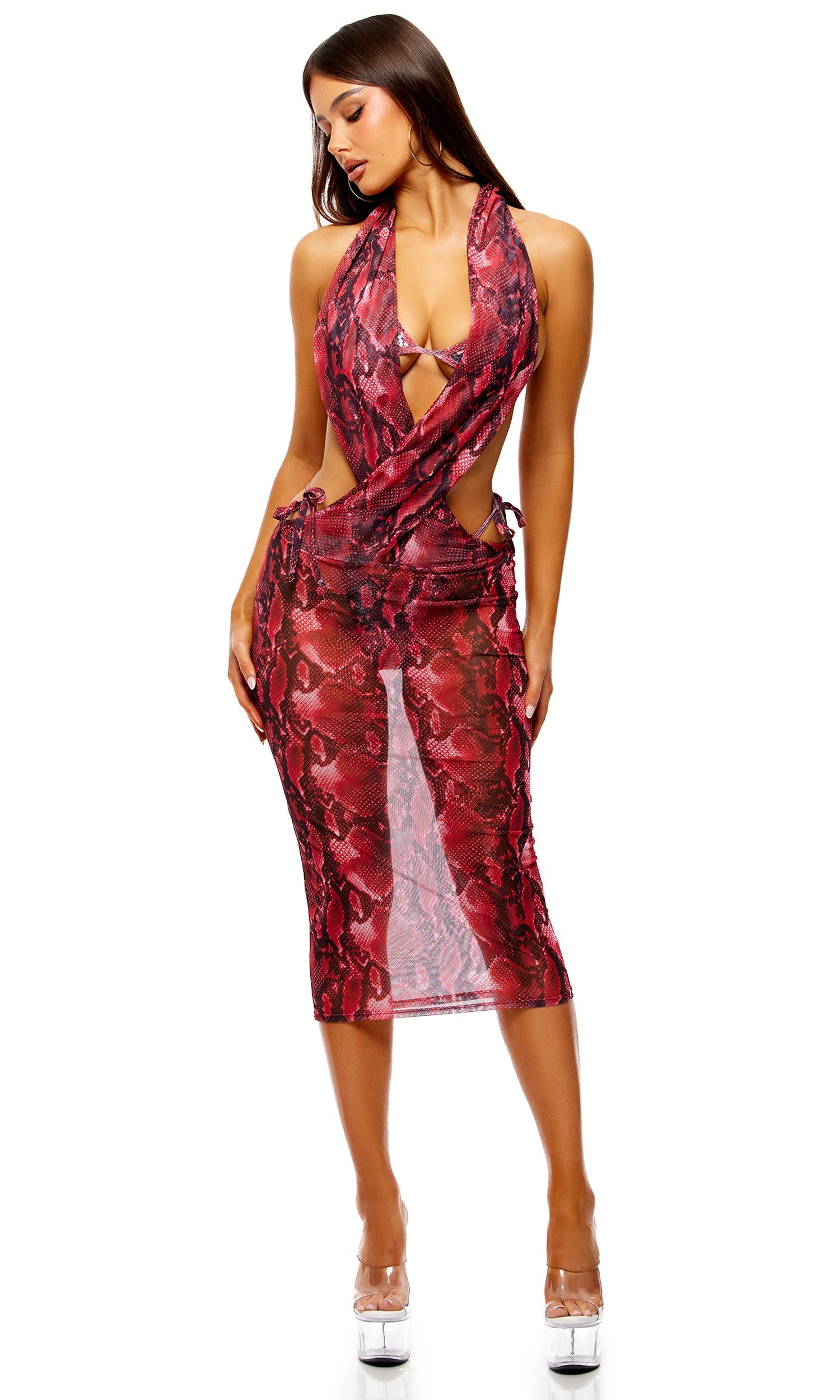 Exotic Isle Sequin Triangle 2pc. Bikini Set - Red Combo