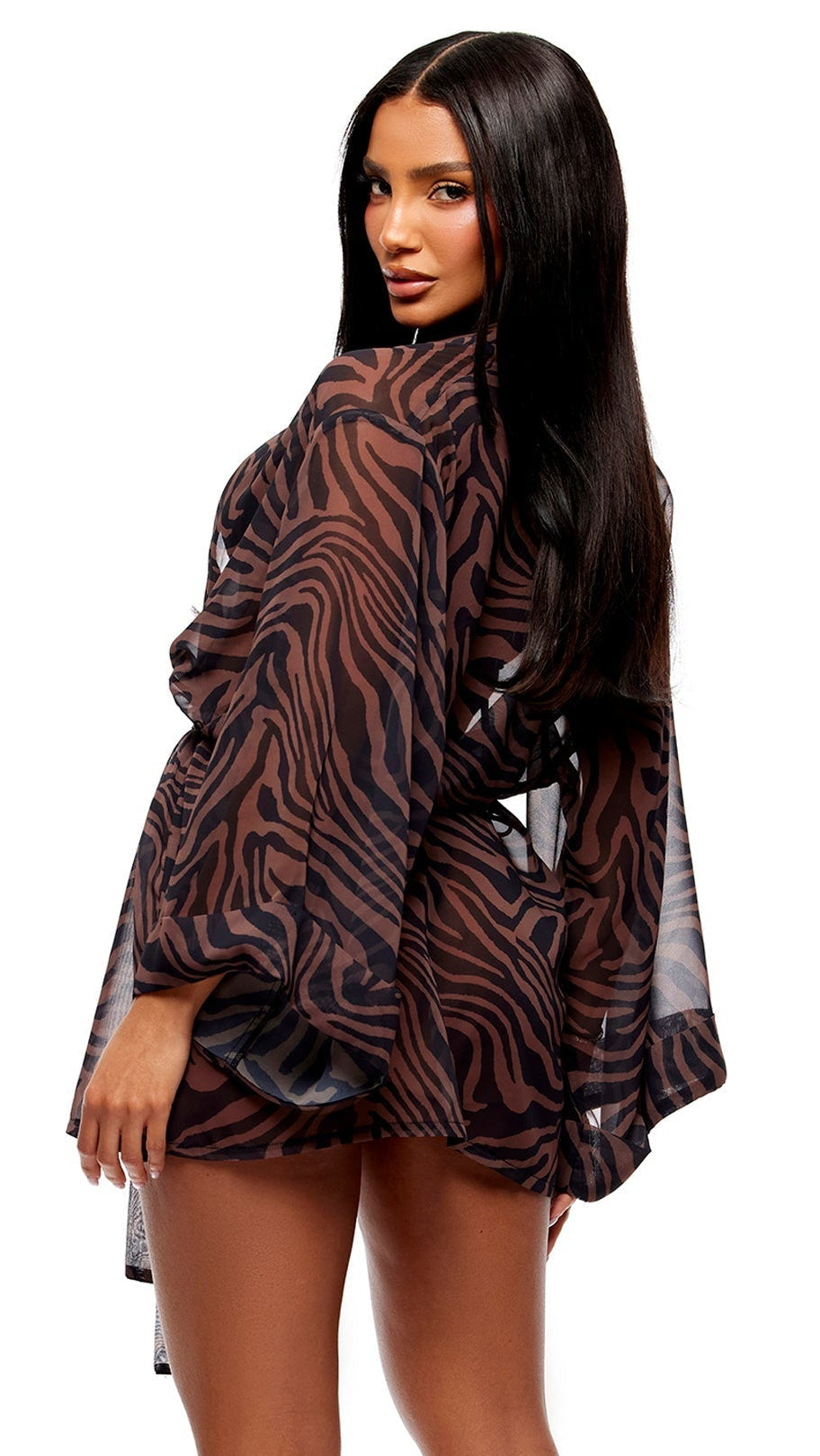 Wild Getaway 2pc. Coverup Kimono - Brown Combo