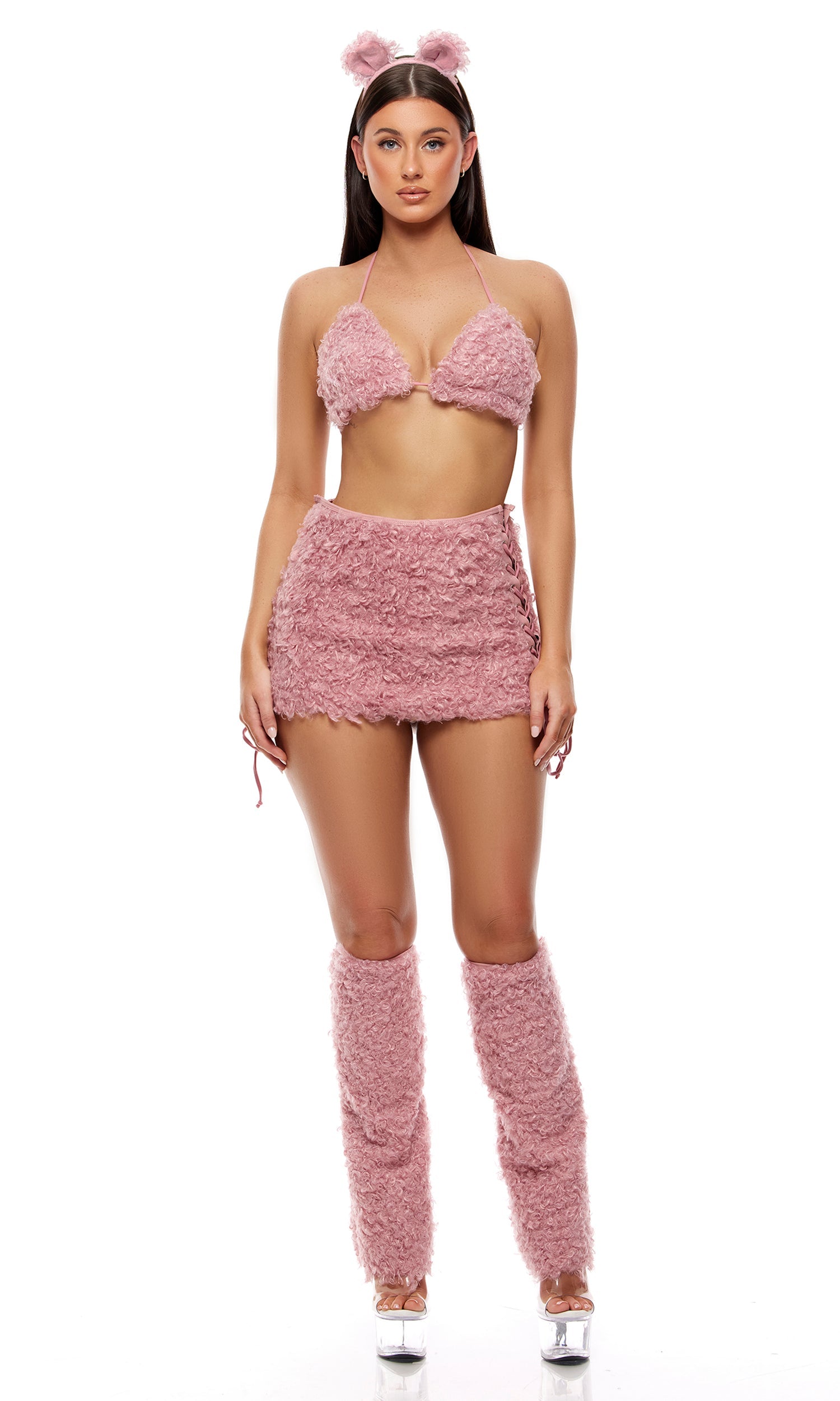 Pink Faux Fur Teddy Bear Halloween Festival Costume