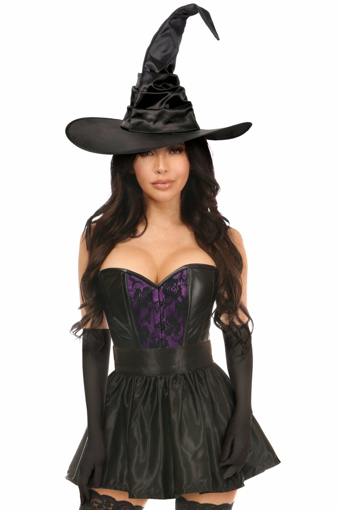 Sexy Four Piece Purple Lace Witch Corset Costume Musotica.com