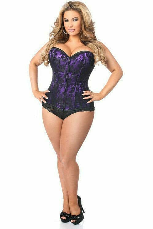 Sexy Purple Lace Front Zipper Corset Musotica.com