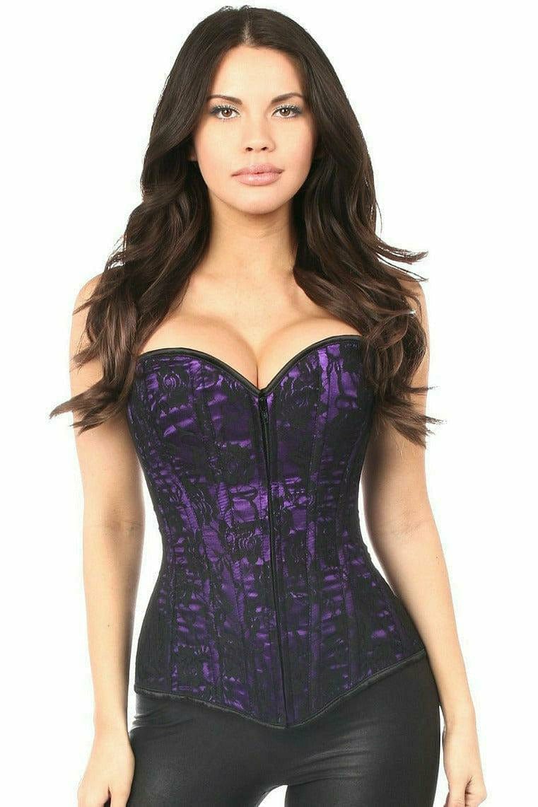 Sexy Purple Lace Front Zipper Corset Musotica.com