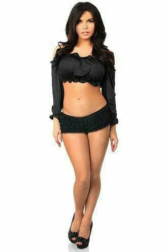 Black Long Sleeve Peasant Top Musotica.com