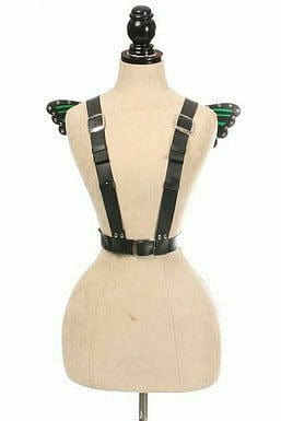 Black With Green Vegan Leather Butterfly Wings Musotica.com