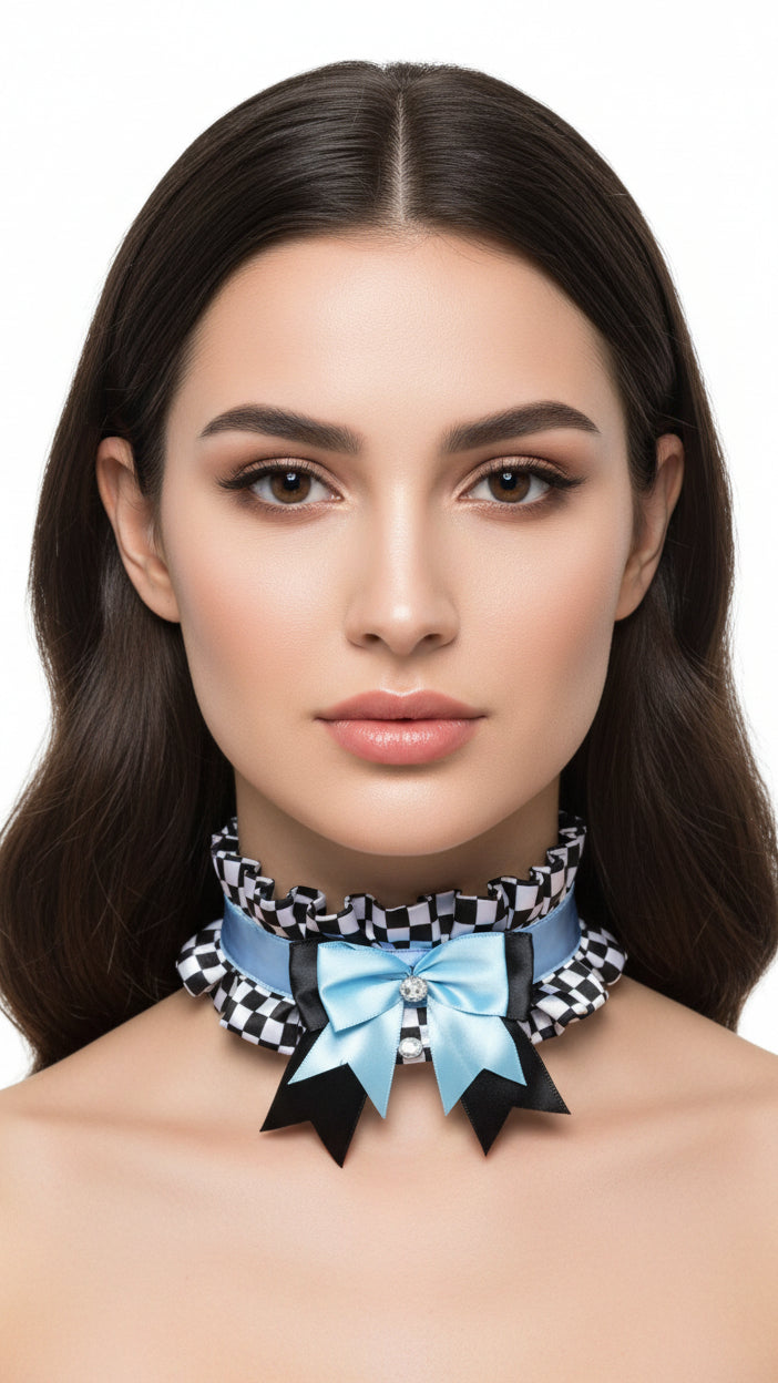 Checker Print Costume Choker
