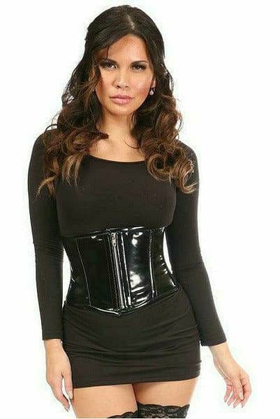 Deluxe Black Patent Steel Boned Mini Cincher Musotica.com