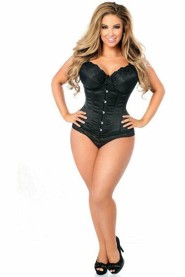 Deluxe Black Steel Boned Underbust Corset with Busk Closure Musotica.com