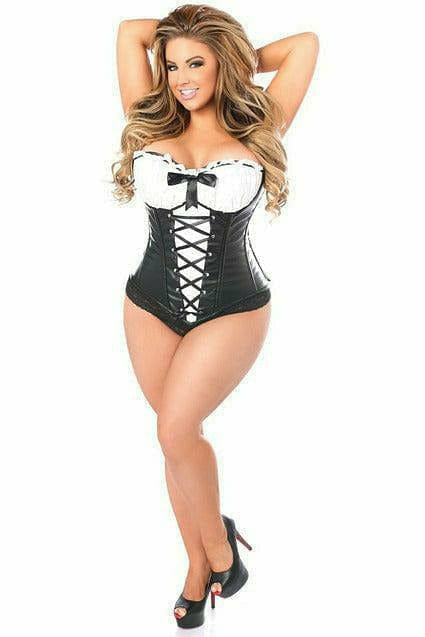 Deluxe Faux Leather Peasant Top Steel Boned Corset Musotica.com