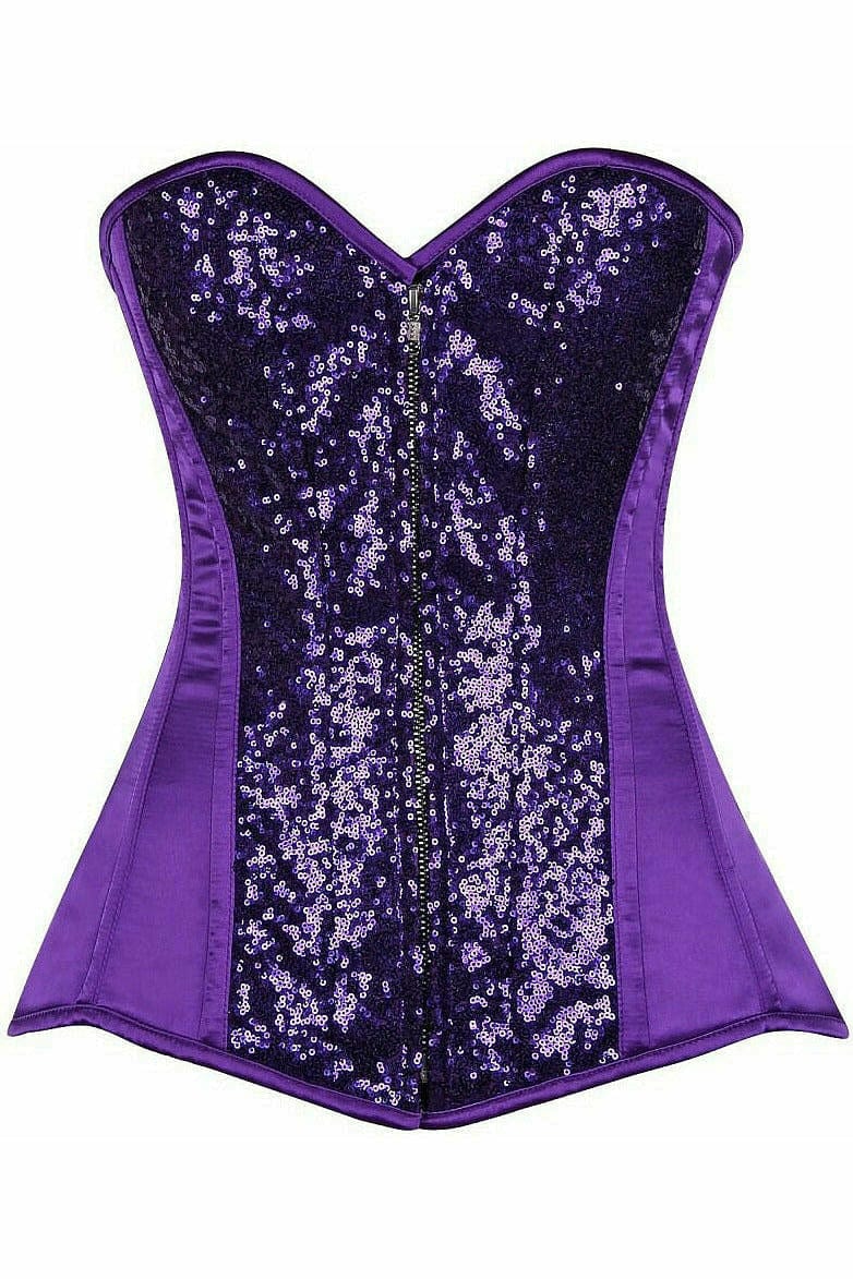 Deluxe Purple Sequin Steel Boned Corset Musotica.com