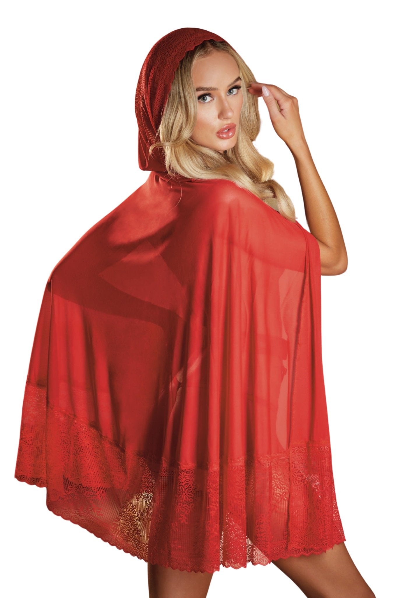 Elegant Lace Cape with Mesh Detailing & Waist Belt Musotica.com