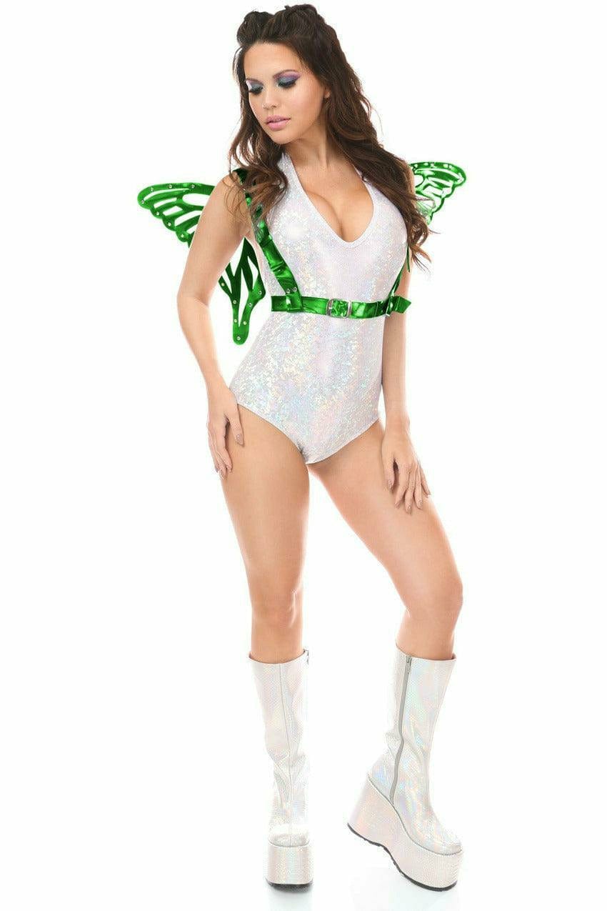 Green Hologram Large Butterfly Wing Body Harness Musotica.com