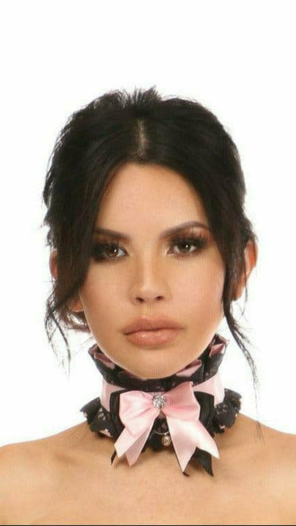 Light Pink and Black Lace Costume Choker