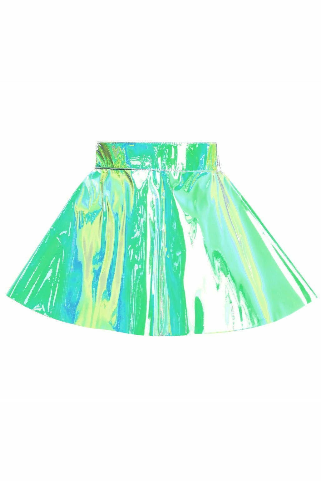 Mint Green PVC Holographic Skater Skirt