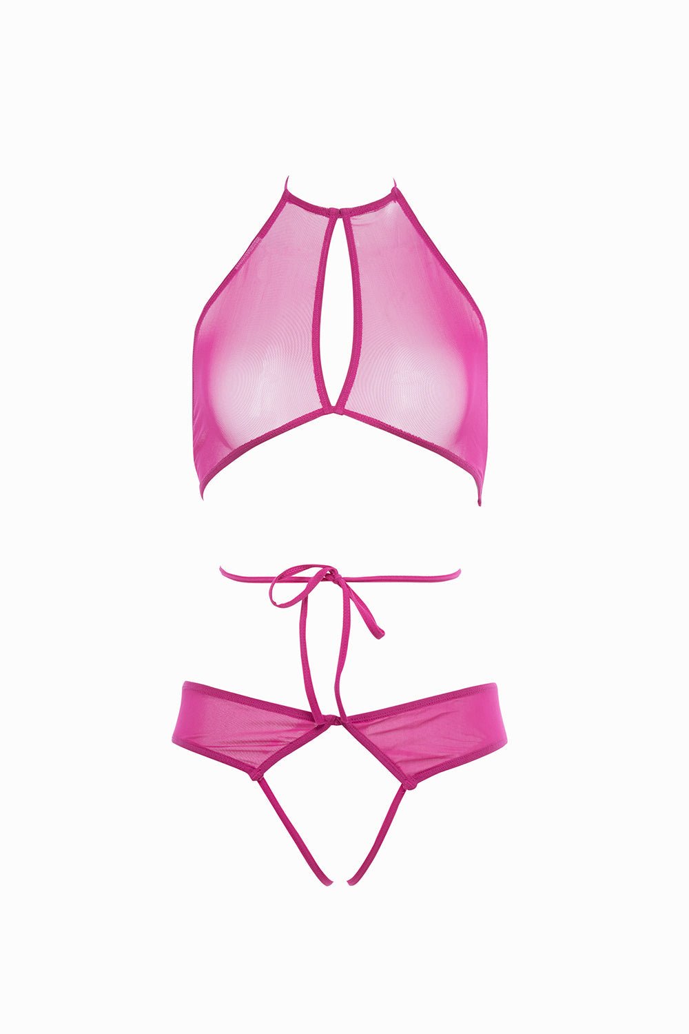 Open Front Panty and Mesh Peekaboo Crop Top Set Musotica.com