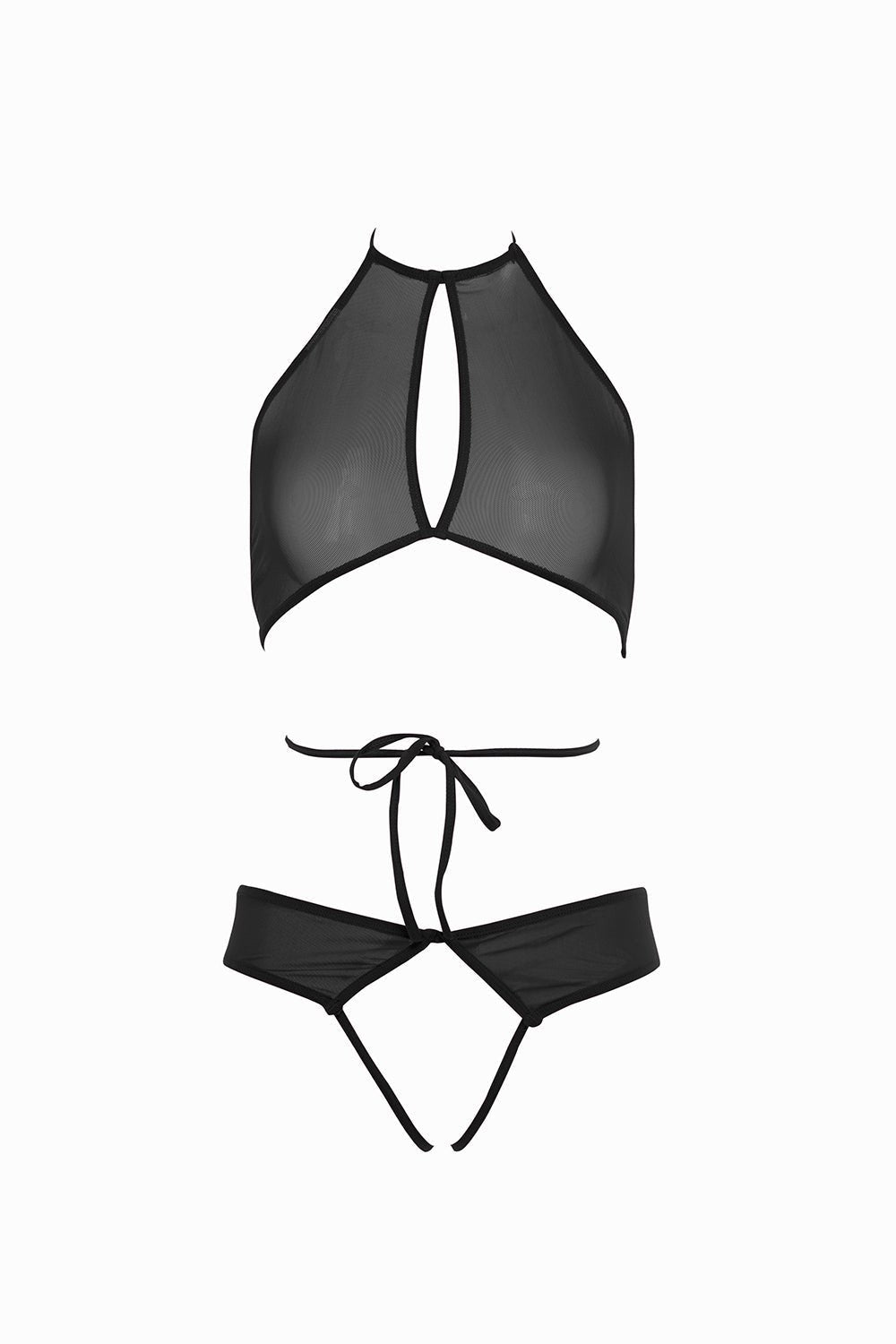 Open Front Panty and Mesh Peekaboo Crop Top Set Musotica.com