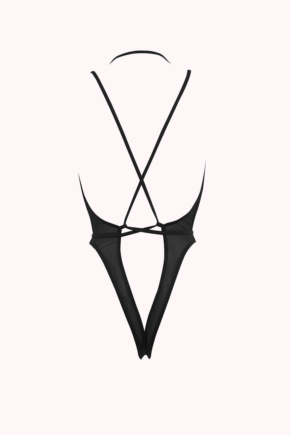 See-Through Halter Tie-Up Bodysuit Musotica.com