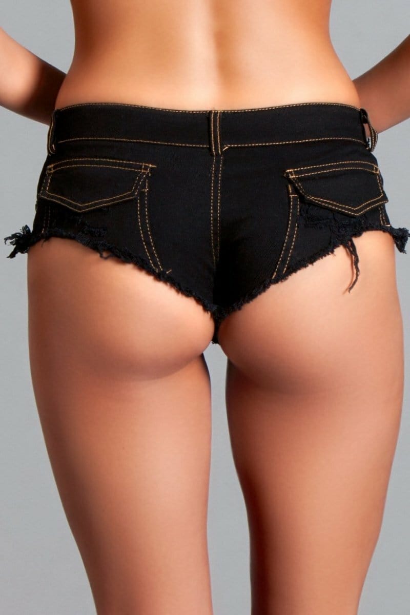 Sexy Black Denim Baby Got Back Booty Shorts Musotica.com
