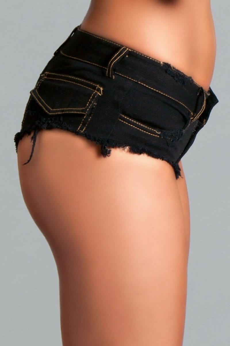 Sexy Black Denim Baby Got Back Booty Shorts Musotica.com
