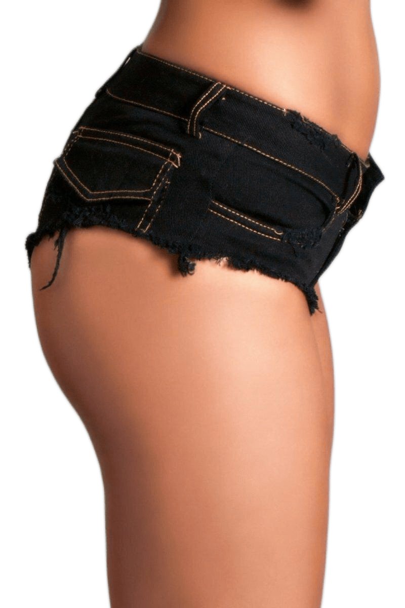Sexy Black Denim Baby Got Back Booty Shorts Musotica.com