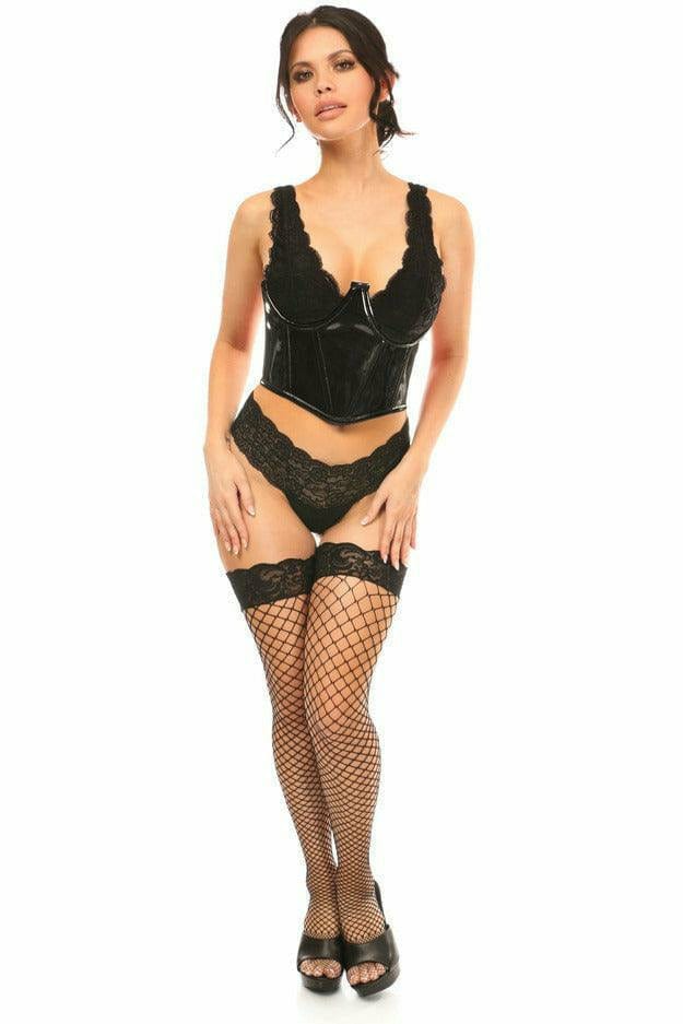 Sexy Black Patent Open Cup Underwire Waist Cincher Musotica.com