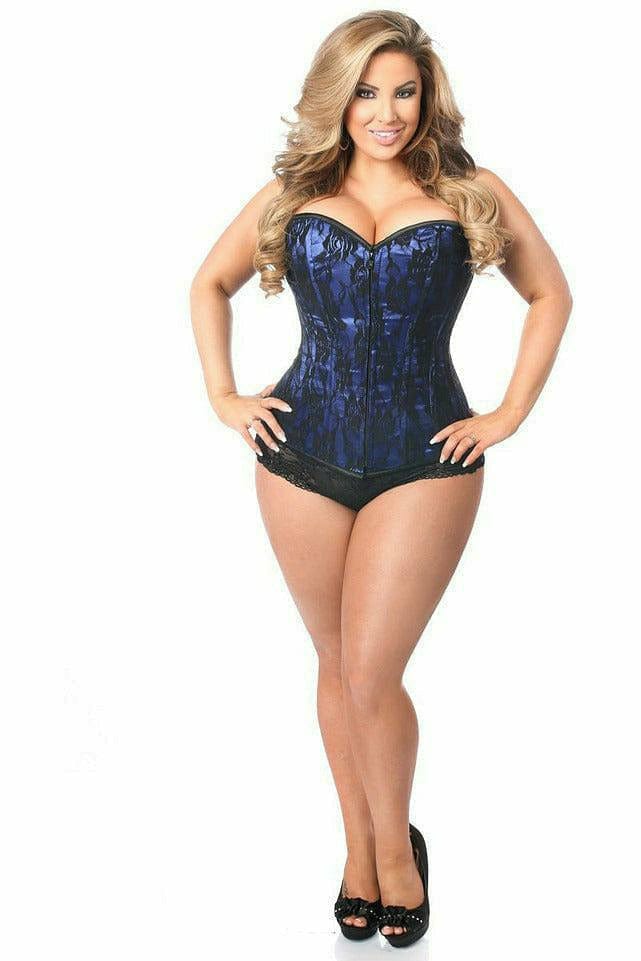 Sexy Blue Lace Front Zipper Corset Musotica.com