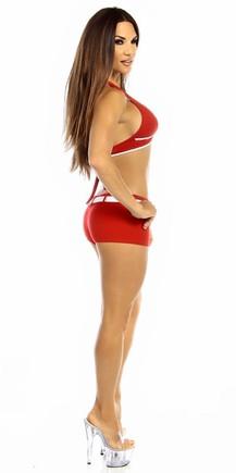 Sexy Burn Adjustable Tie Athletic Ring Girl Gym Halter Top - Red/White