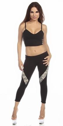 Sexy Concealment Green Digital Camo Military Athletic Crop Top - Black/Green Musotica.com