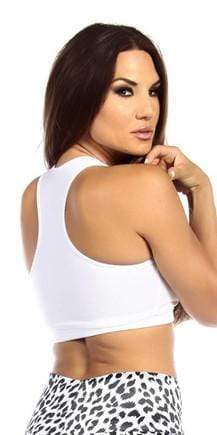 Sexy Cut Out Flex Racer Back Supportive Sports Bra Top - White/Snow Leopard Musotica.com