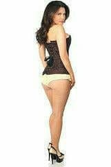 Sexy Dark Brown Lace Overbust Corset with Zipper Musotica.com
