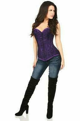 Sexy Dark Purple Lace Overbust Corset with Zipper Musotica.com