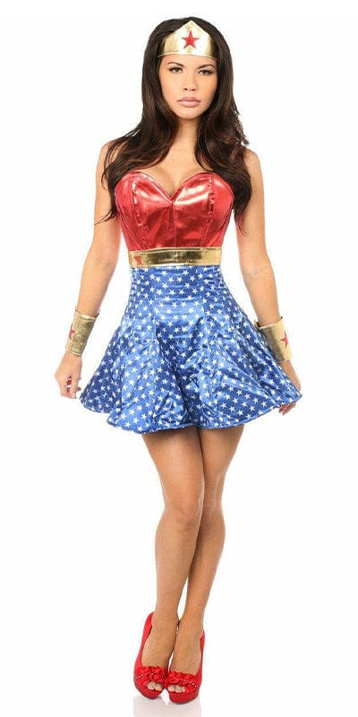 Sexy Deluxe 3 Piece Superhero Corset Dress Halloween Costume Musotica.com