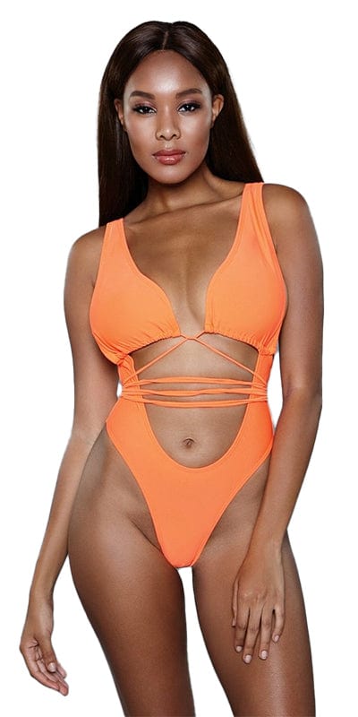 Sexy Elise Plunge Criss Cross Front Cut Out Swimsuit Musotica.com
