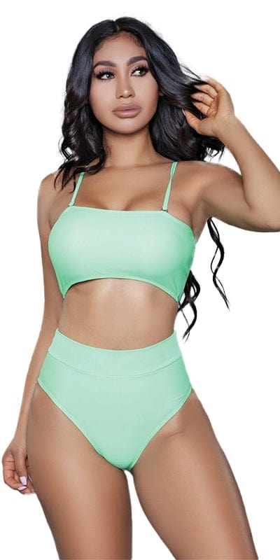 Sexy Eva Bandeau Top and High Waisted Bottom Bikini Swimsuit Musotica.com