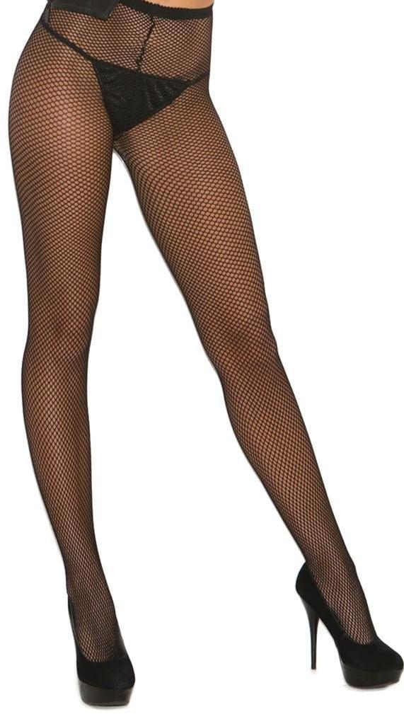 Sexy Fishnet Pantyhose in Colors showcased by a woman wearing fishnet tights, highlighting their stylish, supportive fit. Top and G-string not included.