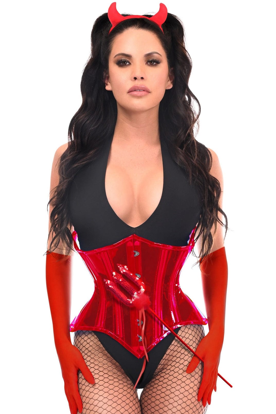 Sexy Four Piece Red Festival Devil Corset Costume Musotica.com