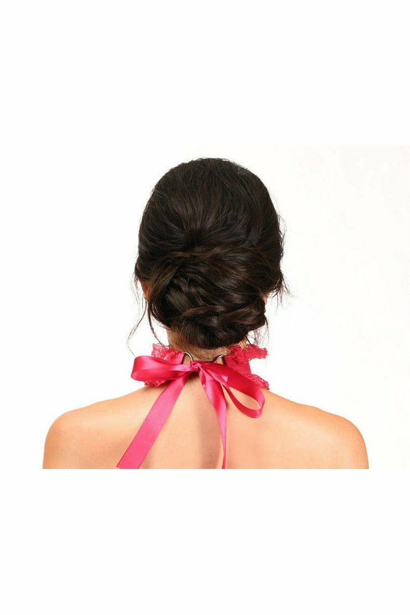 Sexy Fuchsia Lace Costume Choker Musotica.com