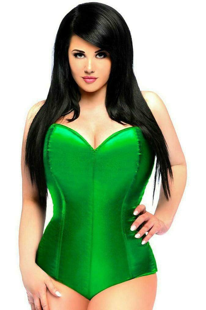 Sexy Green Satin Corset Romper Musotica.com