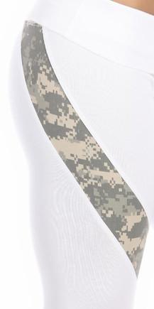 Sexy Hi Lo Waist Universal Camo Pattern Combat Athletic Capri Pants - White/Green Musotica.com