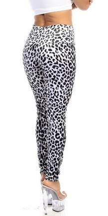 Sexy High Waist Cuff Roll Down Stretch Work Out Athletic Leggings - Snow Leopard Musotica.com