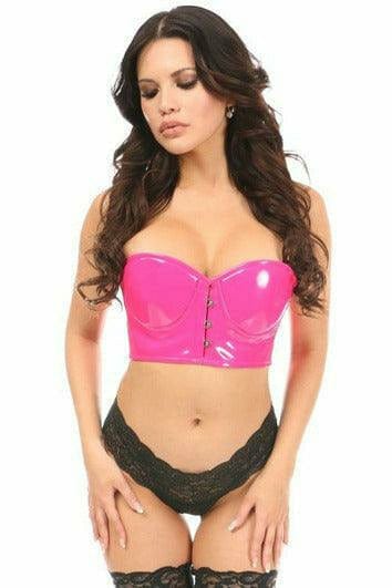 Sexy Hot Pink Patent PVC Underwire Short Bustier Musotica.com