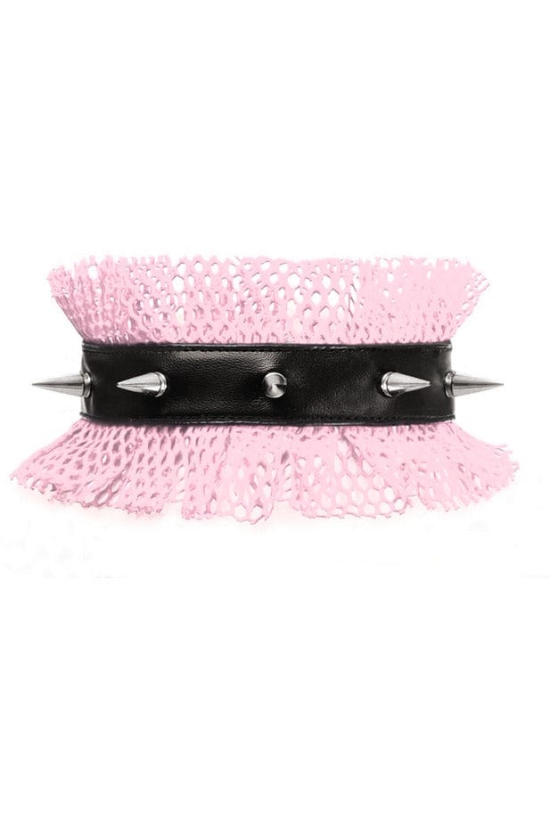 Sexy Light Pink on Black Fishnet Spike Choker Musotica.com